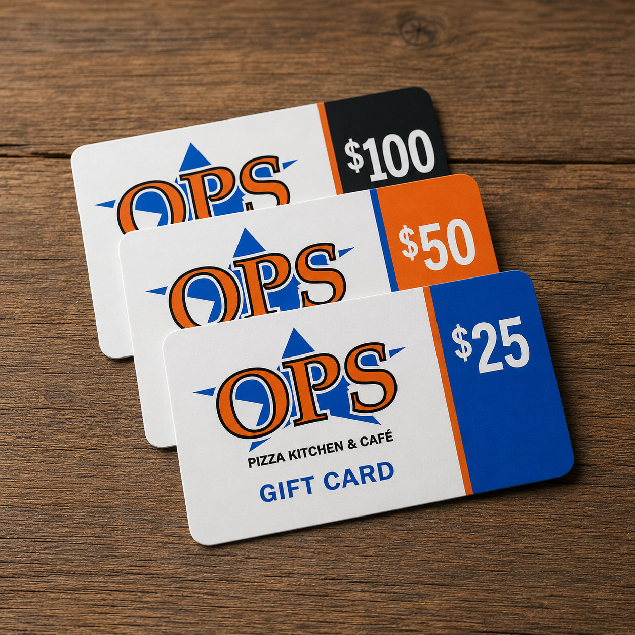 OPS Pizza Kitchen & Cafe gift cards — $25, $50 and $100